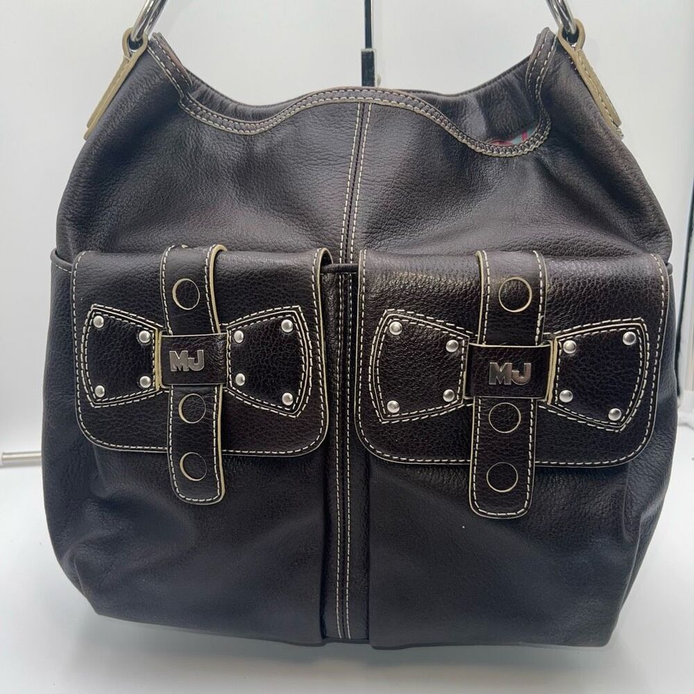Marc Jacobs Vintage Thick Leather Hobo Bag With Bows And Psychedelic Interior